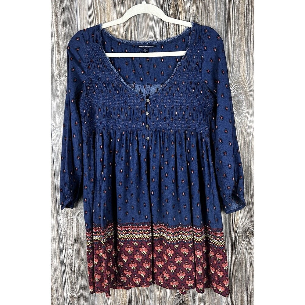 American Eagle Peasant Tunic Blouse‎ Small Babydoll Indie Cottagecore Boho Chic